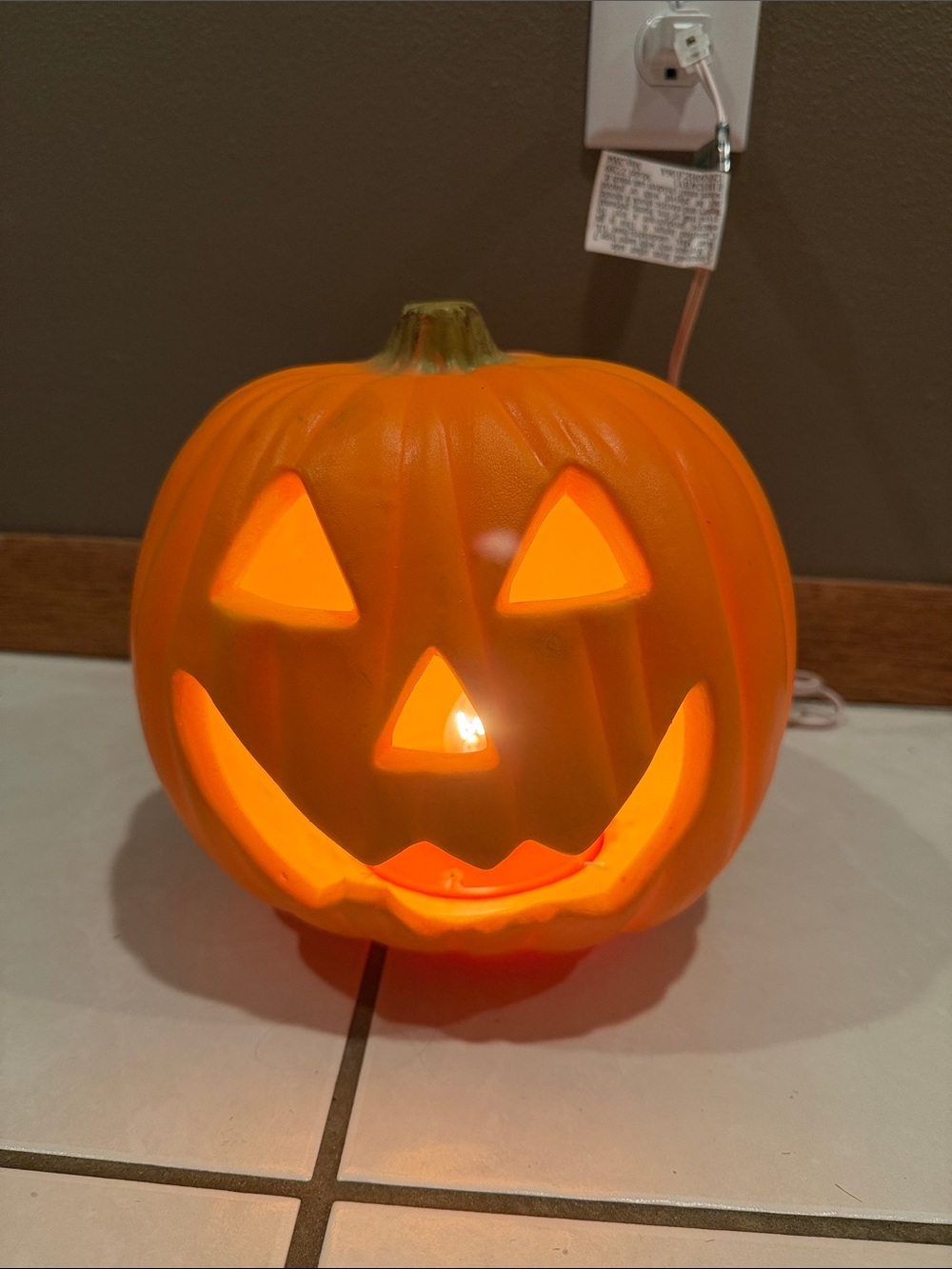 Vintage Gemmy Halloween Foam Plastic Mold Jack O Lantern Lighted Pumpkin Light
